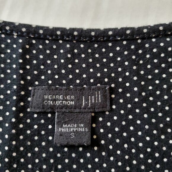 J Jill Tunic Blouse Scoop Neck  Black with Tiny Polka Dots Rayon Blend Small - Picture 8 of 13